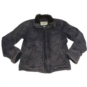 VTG Abercrombie & Fitch Adirondack Jacket Mens Large Gray Distressed Faded Heavy